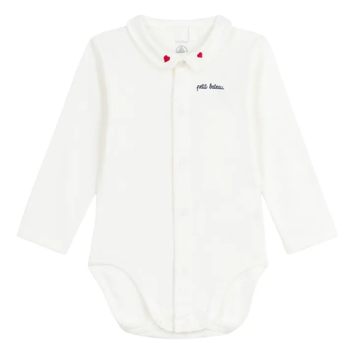 Body de algodón orgánico con cuello bordado | Blanco- Imagen del producto n°0