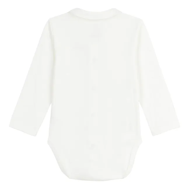 Body Col Brodé Coton Bio | Bleu