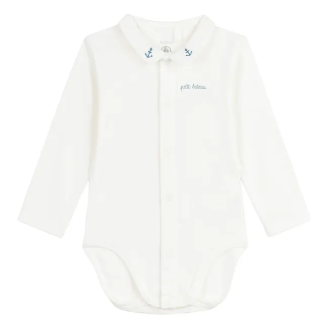 Body de algodón orgánico con cuello bordado | Azul