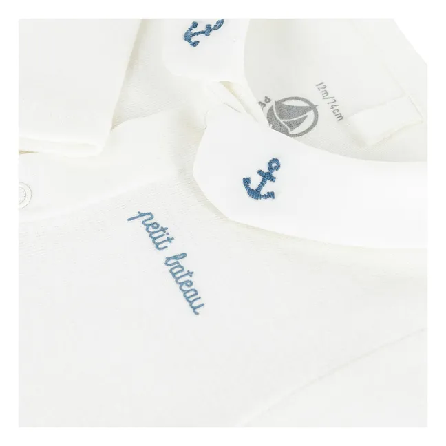 Body Col Brodé Coton Bio | Bleu