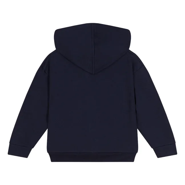 Sweat Capuche Cœur Coton Bio | Bleu marine