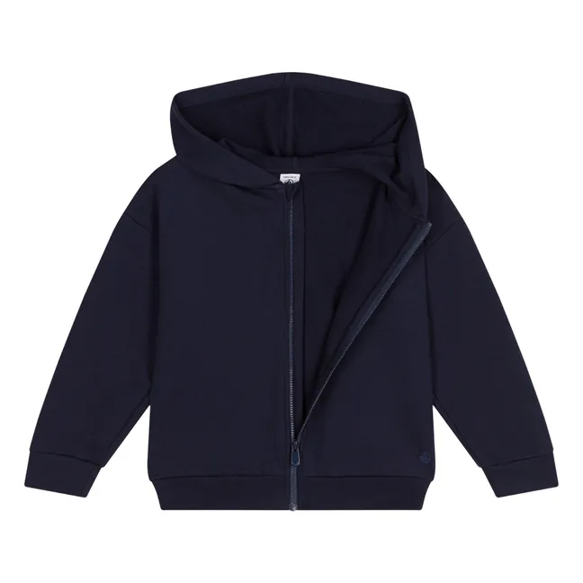 Sweat Capuche Cœur Coton Bio | Bleu marine