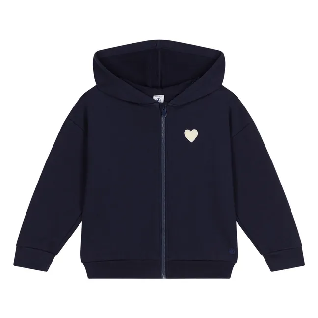 Bio-Baumwolle Herz Hoodie | Navy