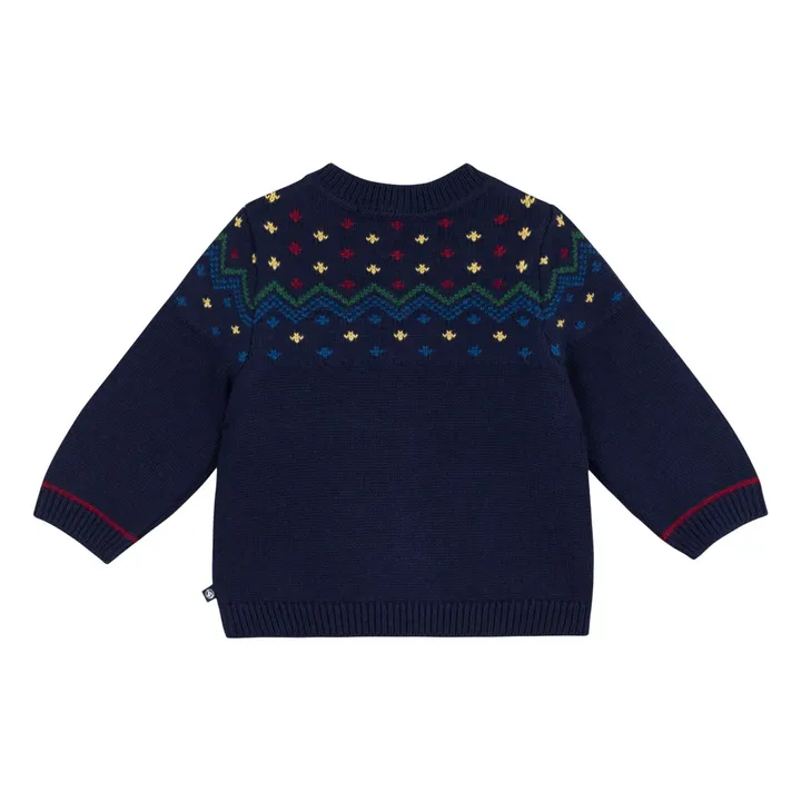 Jersey de canalé en jacquard de lana | Azul Noche- Imagen del producto n°1