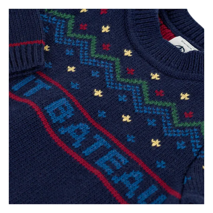 Jersey de canalé en jacquard de lana | Azul Noche- Imagen del producto n°2