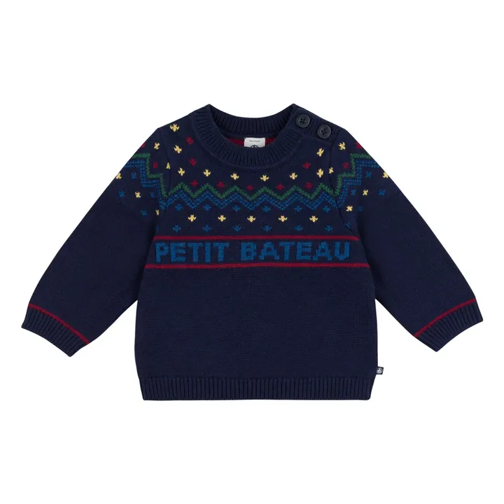 Jersey de canalé en jacquard de lana | Azul Noche- Imagen del producto n°0