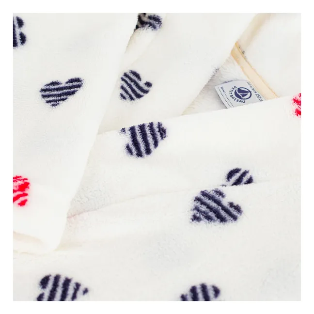 Robe de Chambre Cœurs Rayés | Blanc