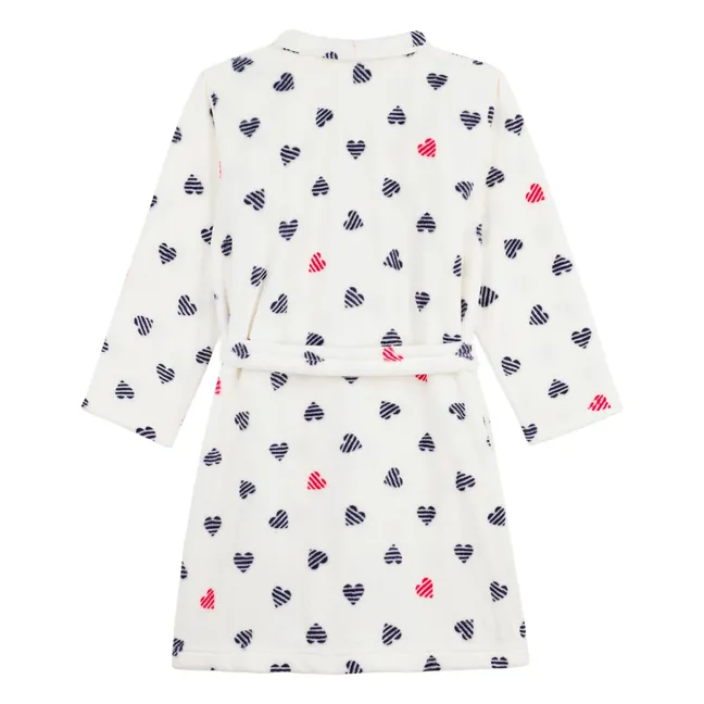 Robe de Chambre Cœurs Rayés | Blanc