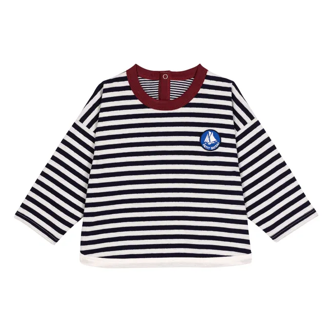 T-shirt Marinière Logo Coton Bio | Bleu marine