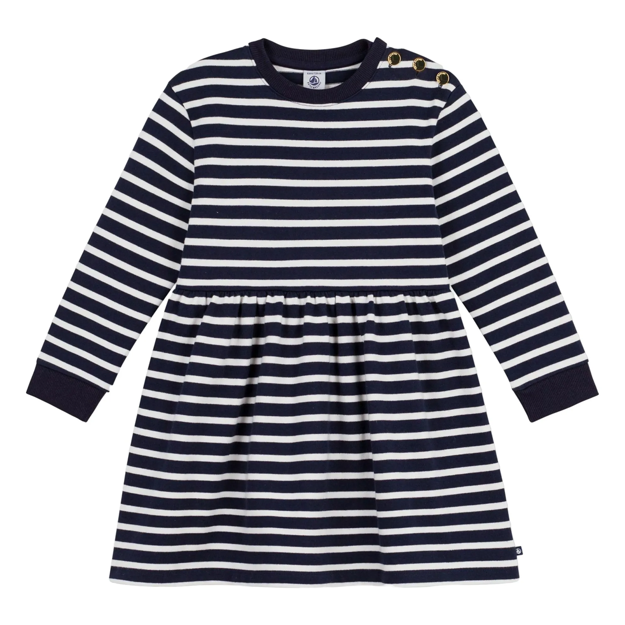 Petit Bateau Navy Blue Striped Flared Dress