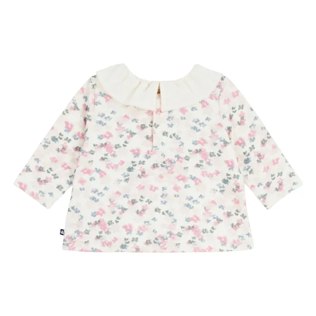 Blouse Fleurie Coton Bio | Ecru