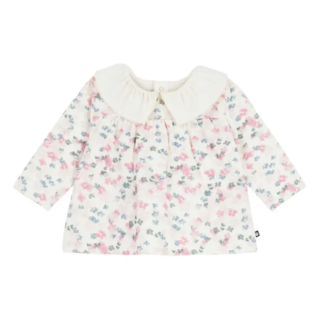 Blouse Fleurie Coton Bio | Ecru