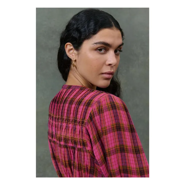 Blouse Jally Alpenglow Carreaux Double Gaze de Coton Bio - Collection Femme | Rose