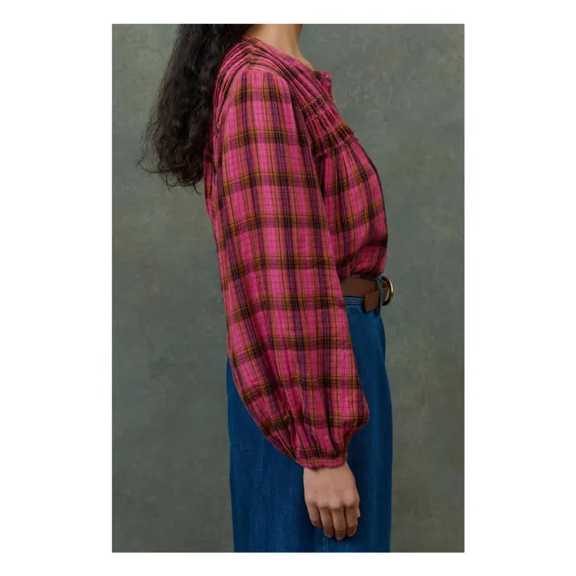 Blouse Jally Alpenglow Carreaux Double Gaze de Coton Bio - Collection Femme | Rose