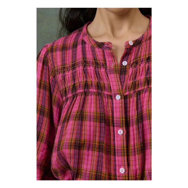 Blouse Jally Alpenglow Carreaux Double Gaze de Coton Bio - Collection Femme | Rose