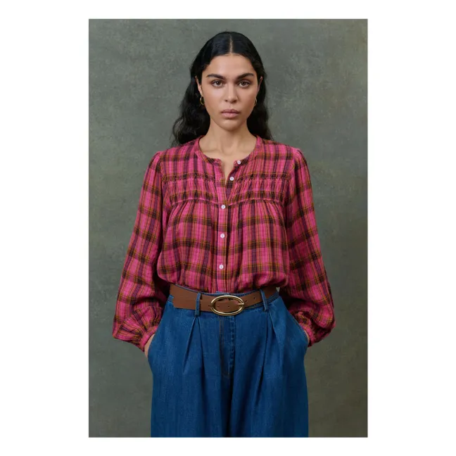 Blouse Jally Alpenglow Carreaux Double Gaze de Coton Bio - Collection Femme | Rose