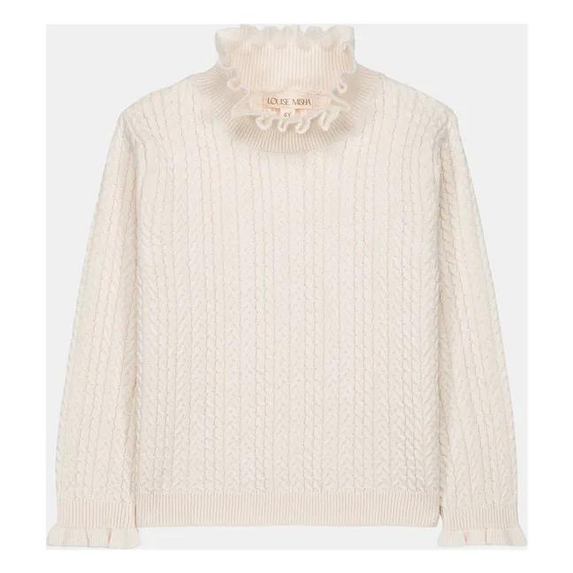 Java Wool Pullover mit gerafftem Ausschnitt | Cremefarben