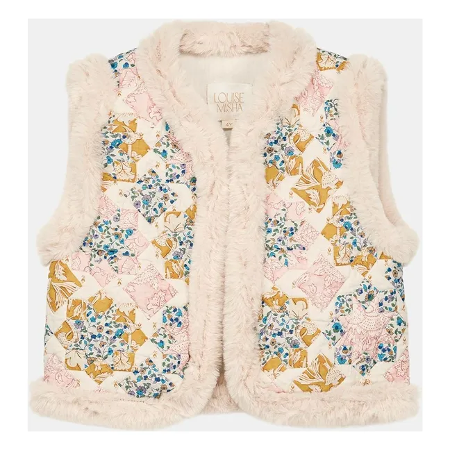 Veste Sans Manches Façon Fourrure Librane Coton Bio | Crème