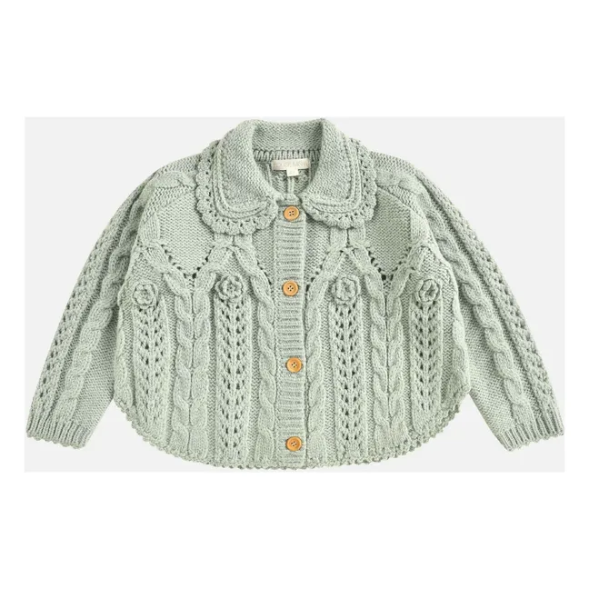 Cardigan Cape Khellana Laine | Vert amande