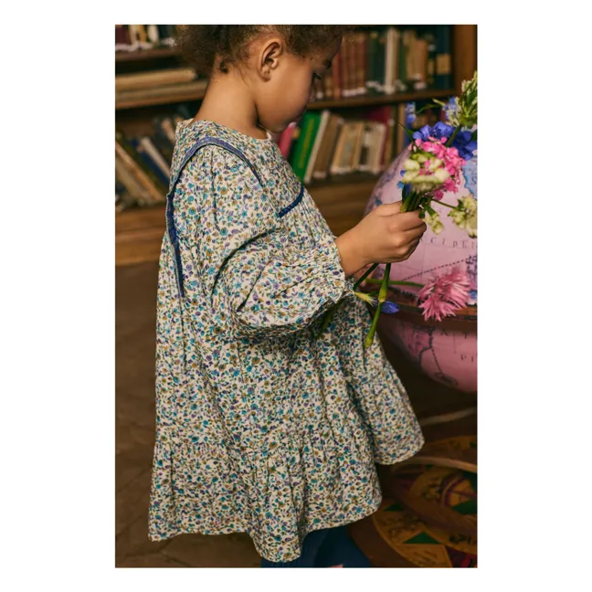 Isatys Dress Floral Corduroy Thin | Blue