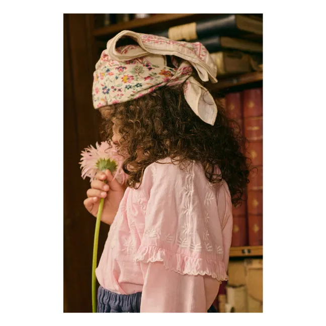 Flowery Nasturtium Organic Cotton Scarf | Cream
