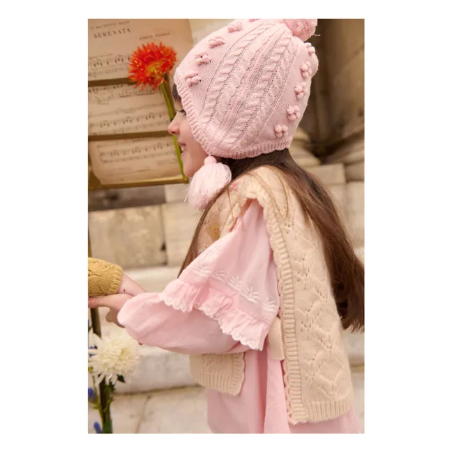 Bonnet Pompons Isolina | Rose pâle