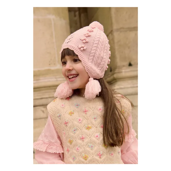 Bonnet Pompons Isolina | Rose pâle