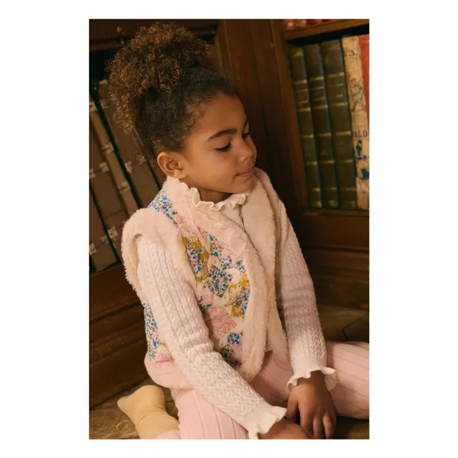 Librane Bio-Baumwolle Pelz-Look ärmellose Jacke | Cremefarben