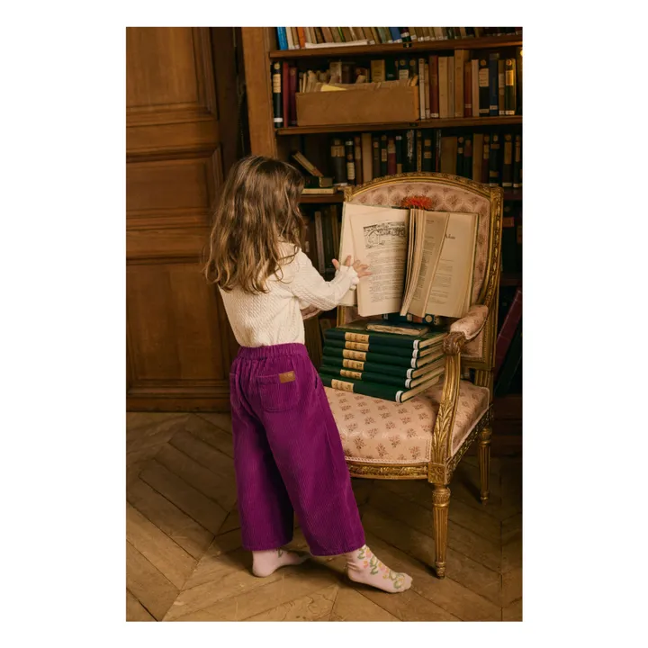 Pantalon Flor Velours | Framboise- Image produit n°3