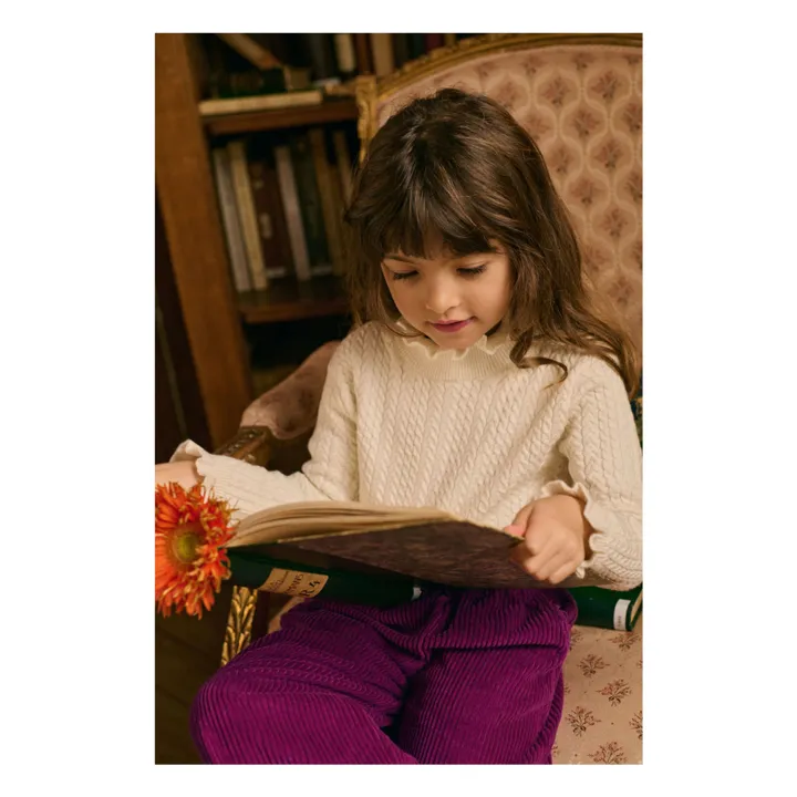 Pantalon Flor Velours | Framboise- Image produit n°2