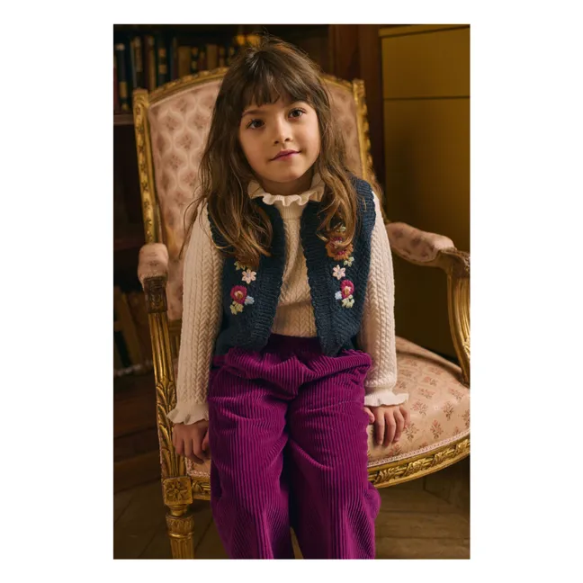 Pantalon Flor Velours | Framboise