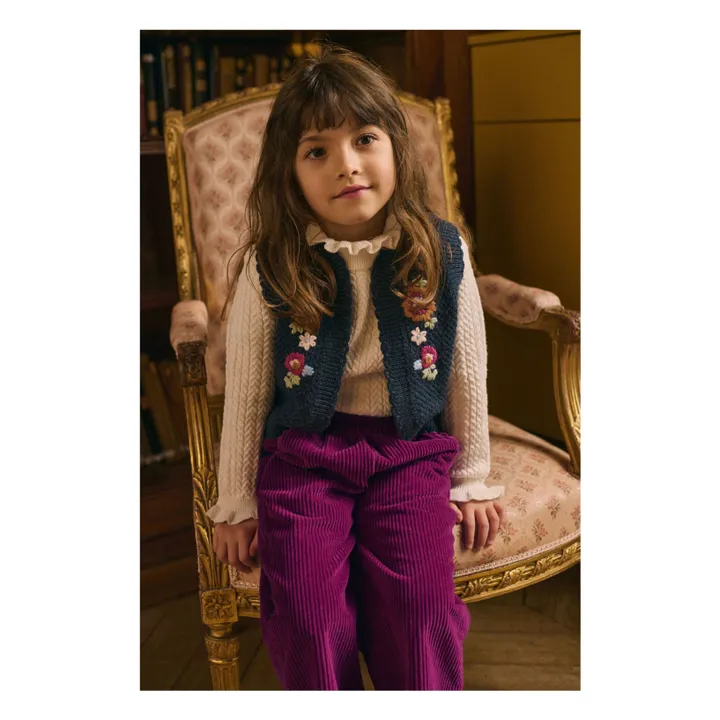 Pantalon Flor Velours | Framboise- Image produit n°1