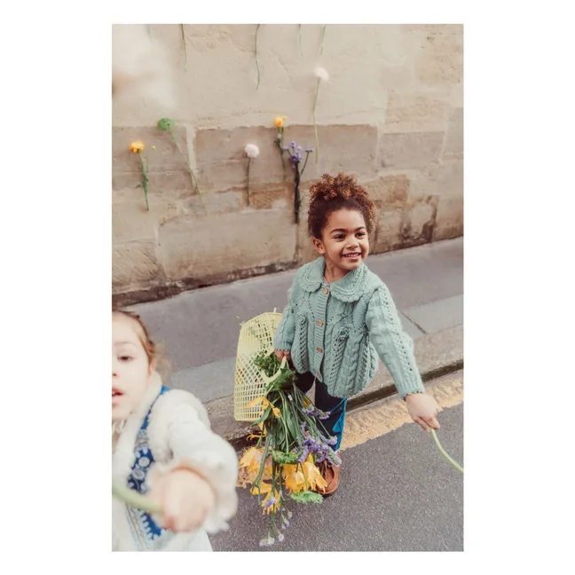 Cardigan Cape Khellana Laine | Vert amande