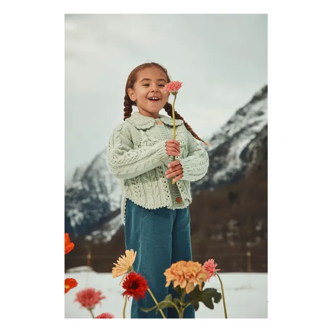 Cardigan Cape Khellana Laine | Vert amande