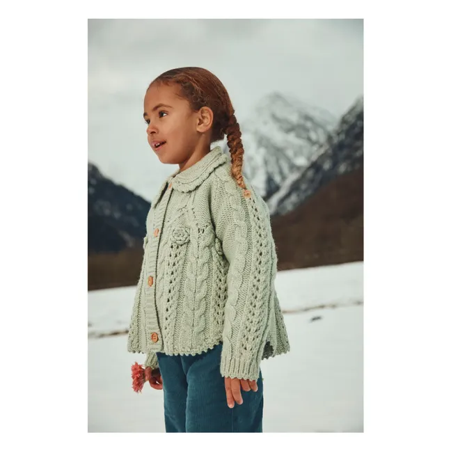 Cardigan Cape Khellana Laine | Vert amande