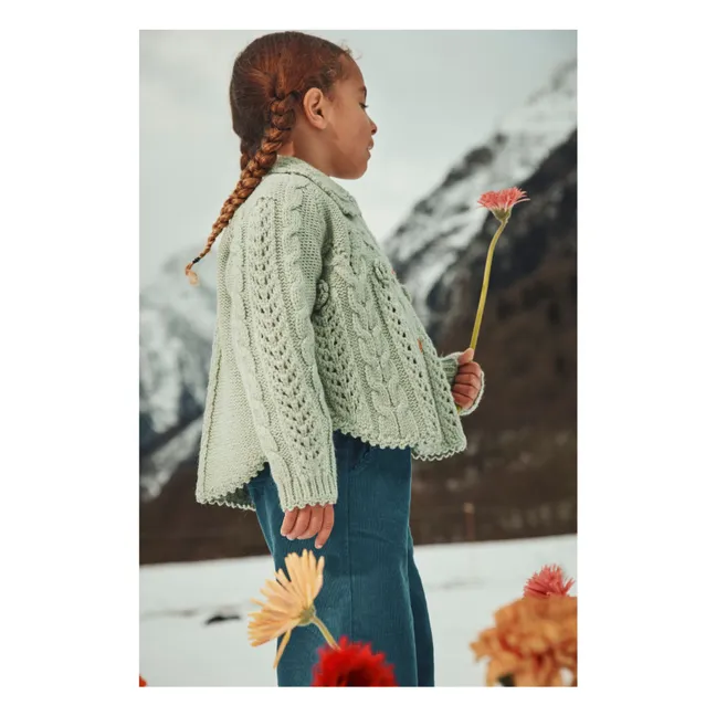 Cardigan Cape Khellana Laine | Vert amande