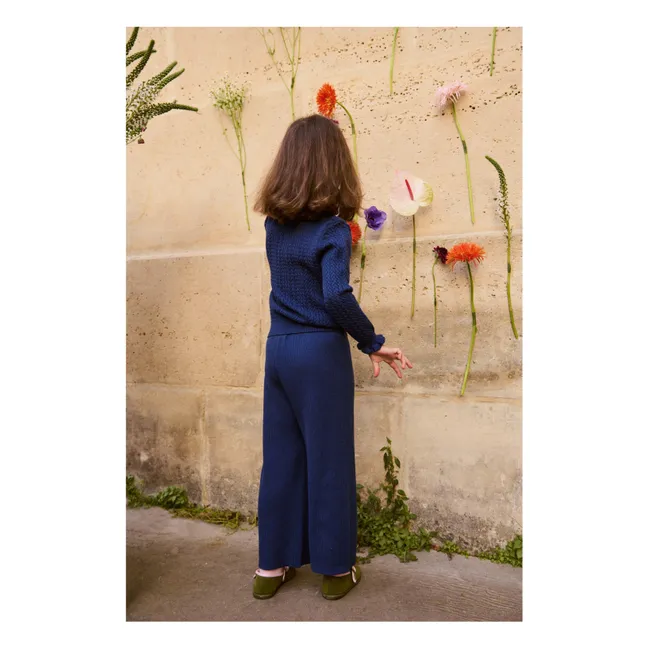 Pull Col Froncé Java Laine | Bleu marine