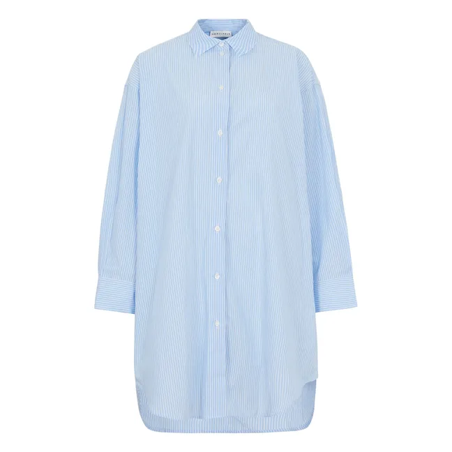 Vestido camisero de rayas Lydie | Azul Claro