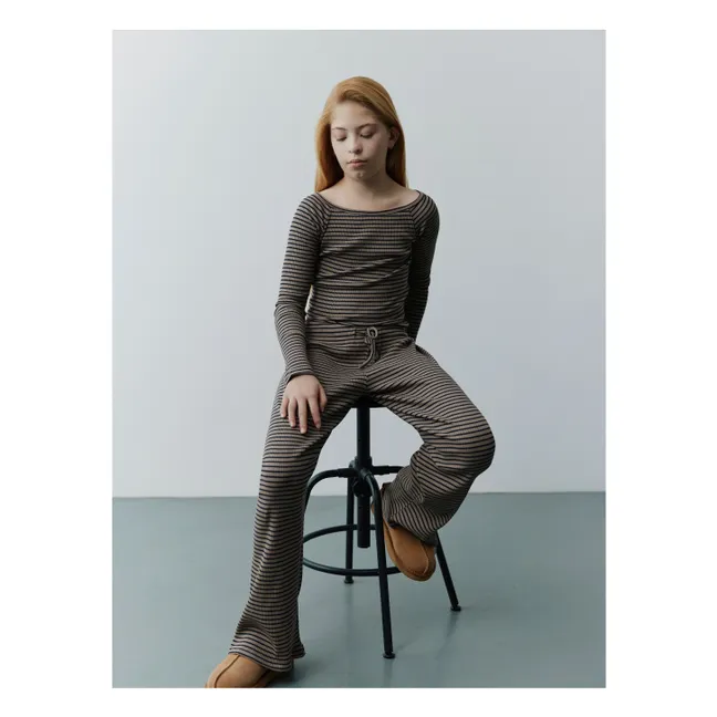 T-shirt Somasy Rayé | Marron clair 