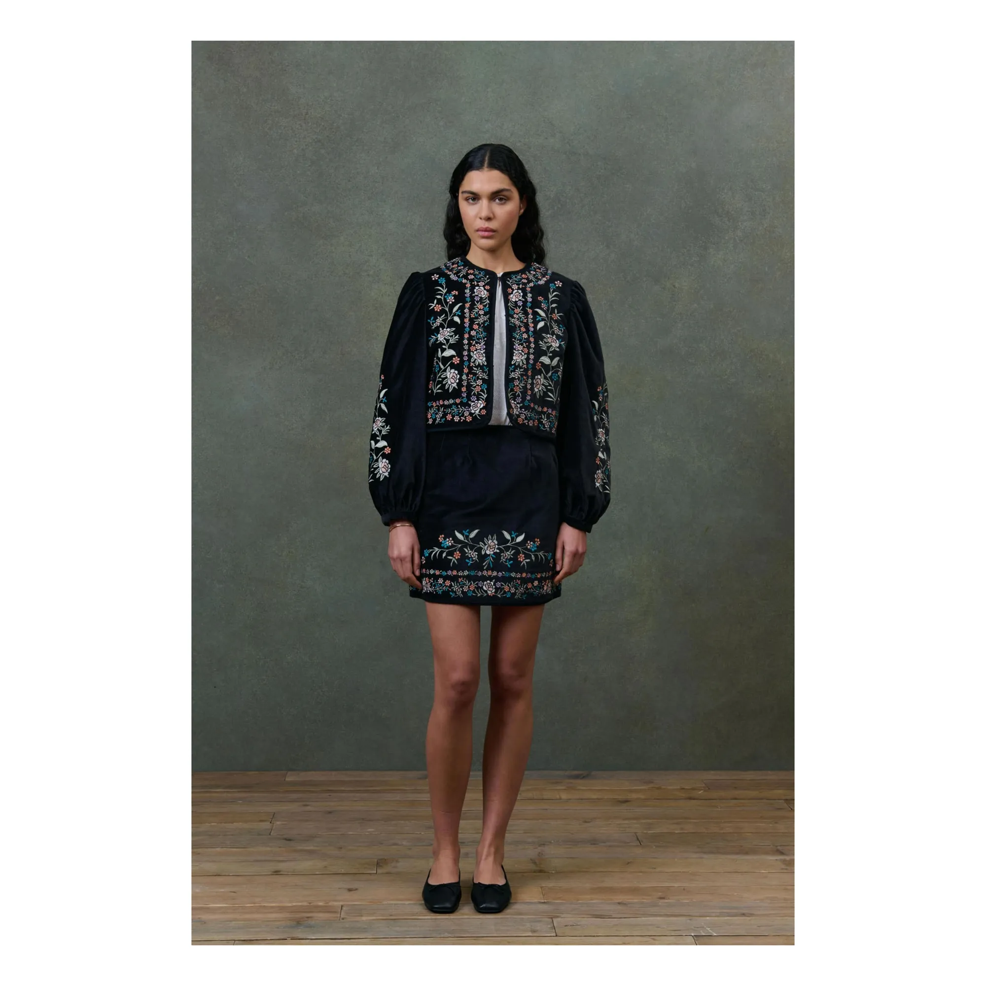 Louise Misha Women's Black Mae Velours Skirt - Collection