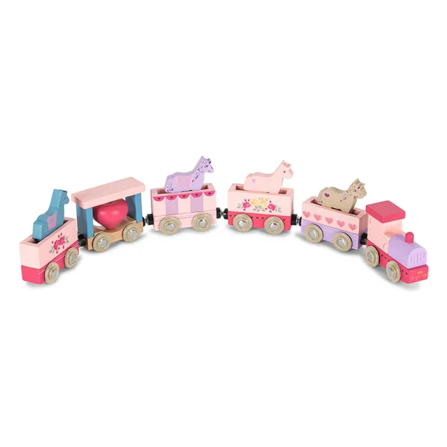 Train en bois Licorne | Rose