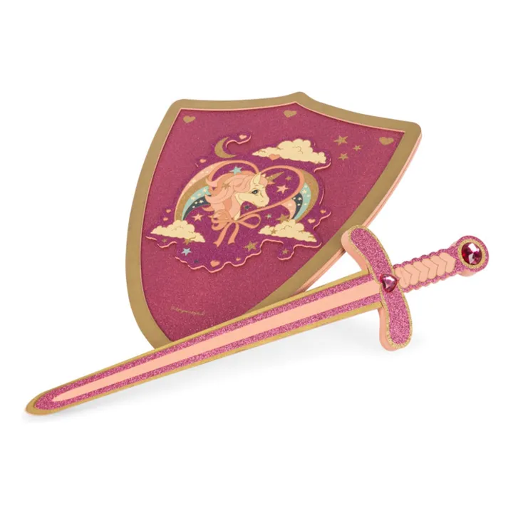 Epée et bouclier Licorne | Rose- Image produit n°0