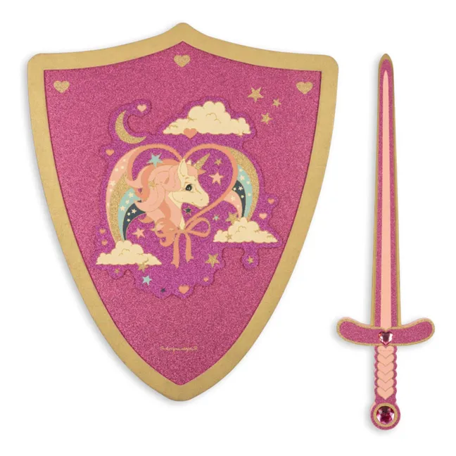 Epée et bouclier Licorne | Rose