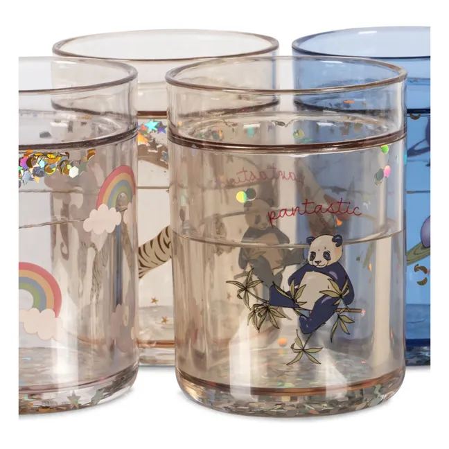 Gobelets glitter - Set de 4 | Bleu