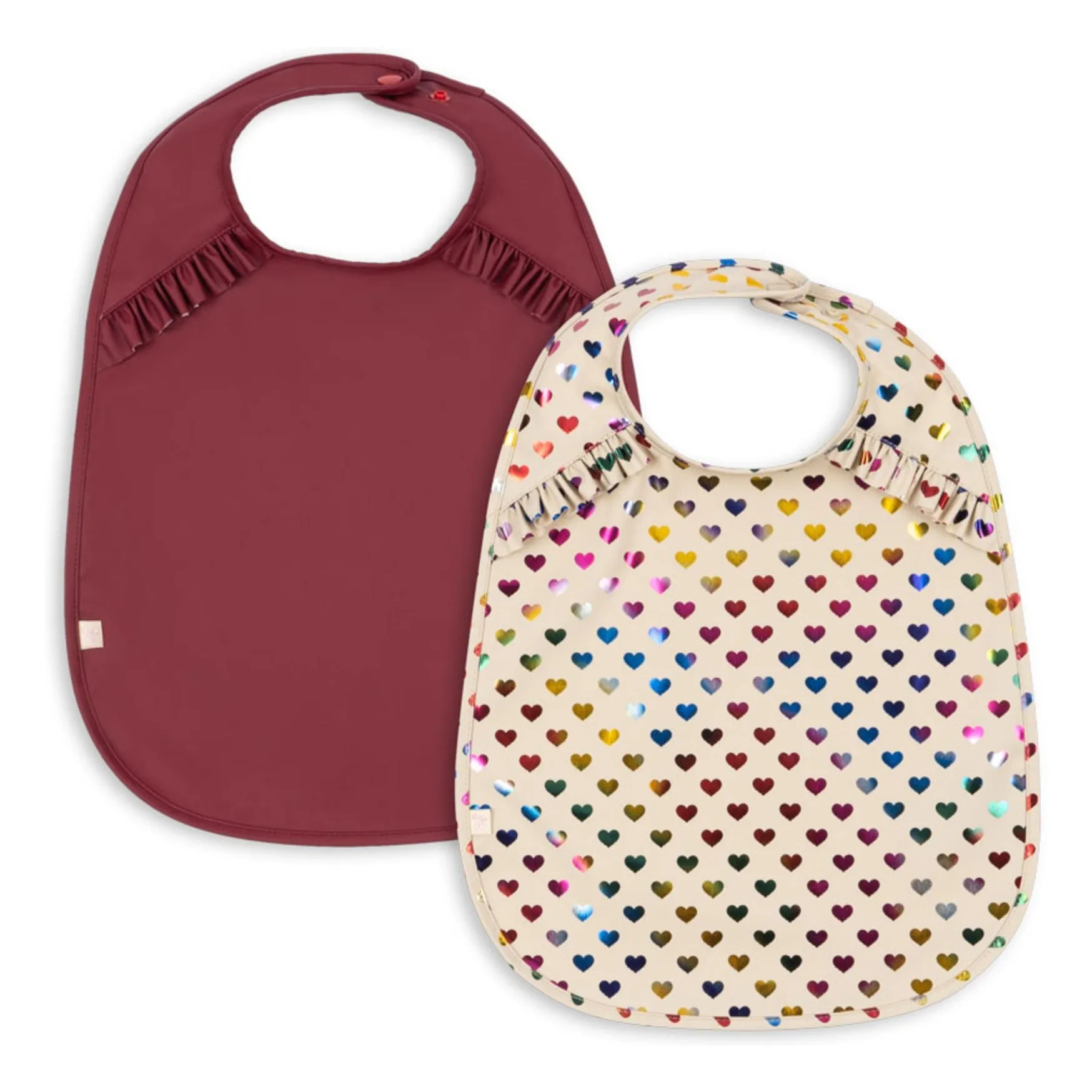 Konges Sløjd Multicoloured Ruffled Bib Hearts - Set Of 2