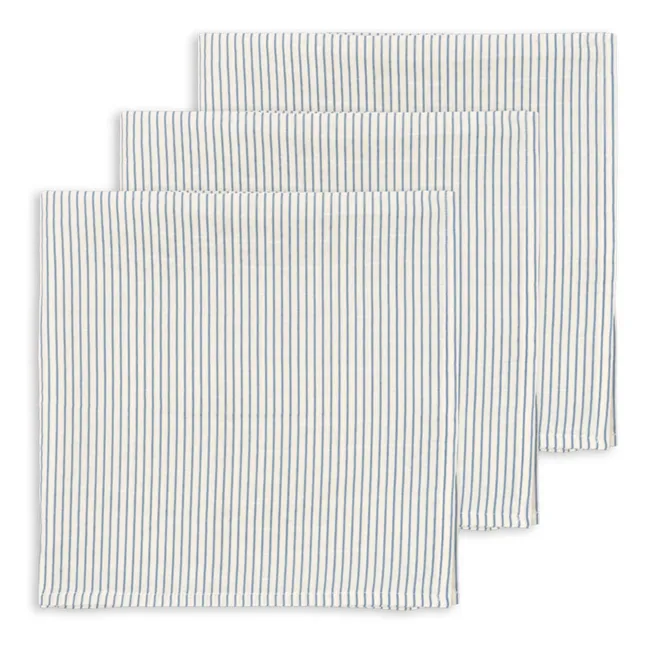 Pañales de algodón orgánico Stripes - Lote de 3 | Azul