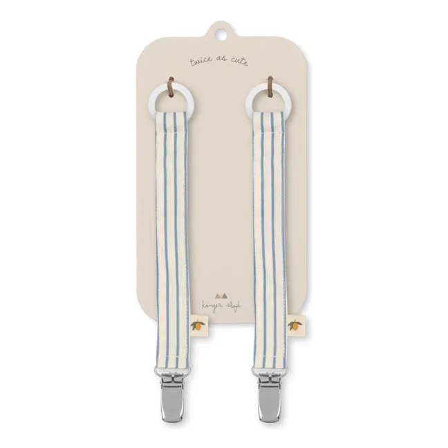 Stripes pacifier clips - Set of 2 | Blue