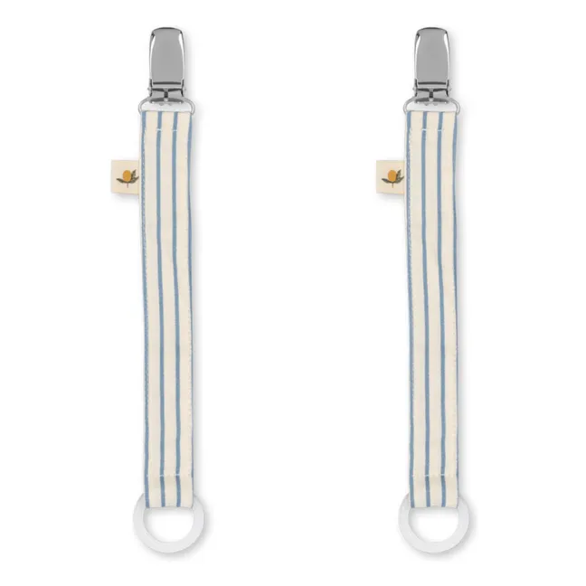 Stripes pacifier clips - Set of 2 | Blue
