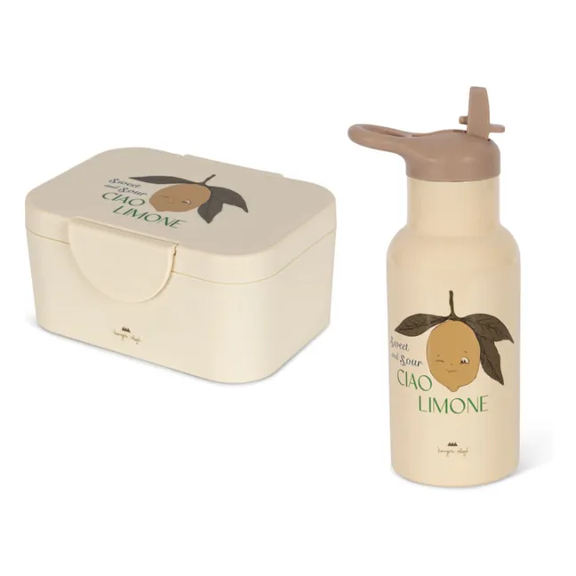 Set lunch-box et gourde Lemon | Beige