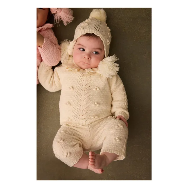 Elvina Pullover mit Rüschenausschnitt | Cremefarben